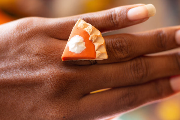Pumpkin Pie Slice Ring (Adjustable Ring Fits Most Fingers)