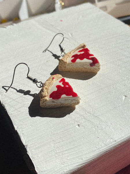 Cheesecake Earrings With Strawberry Drizzle