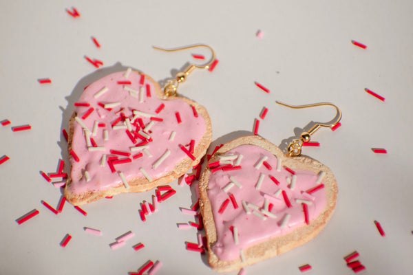 Big Heart Cookie Frosted Earrings